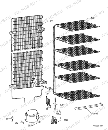 Взрыв-схема холодильника Rosenlew RPP2330X - Схема узла Cooling system 017